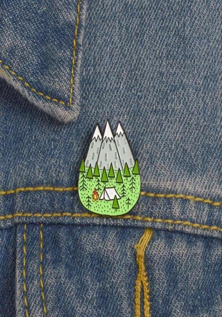 Mountains Wood Jungle Brooch Peak Nature Forest Camping Adventure Amateur Enamel Pin Badge Hat bag accessories fashion jewelry SHU6355483