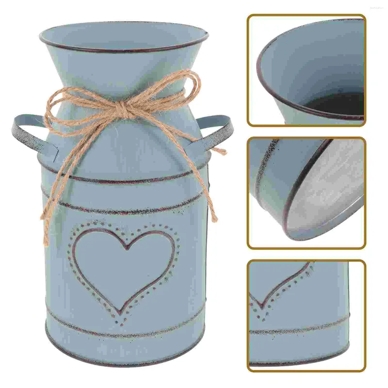 Vases Flower Flower Pot Rustic Farmhouse Ferming Doading Cadeau Retro Sèche Retro Sèche Bucket Vintage Puche