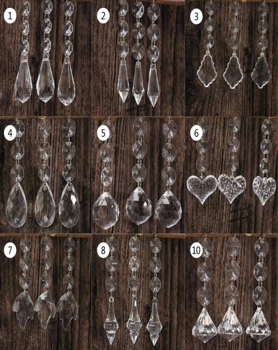 10pcs Perles de cristal acrylique Drop forme Garland Chandelier Hanging Party Decor Decoration Decoration Centres pour les tables C01257080774
