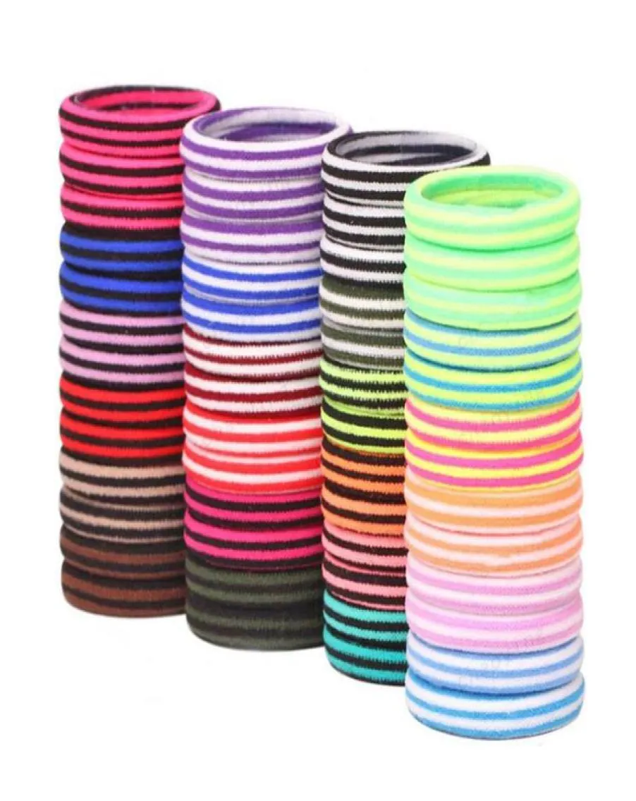 Lots 72 Pcs pack Size 4cm Striped Colored Elastics Rubber Bands Hair Accessories Colorful Headband Girls Tie1996113