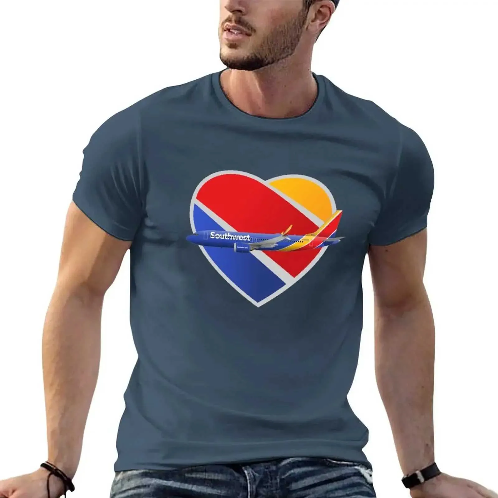 T-shirt maschile Southwest Airlines Boeing 737-Max 8 t-shirt Blacks Boys Boys Stampa animale Prinfor Boys Mens Big and Tall T Shirts T240425