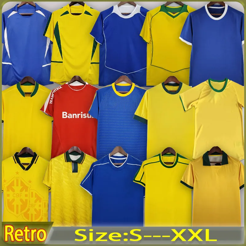 1998 Brazl Retro Shirt Ronaldo Soccer Jersey Retro Man Kids Kit 1994 2002 Romario Kaka Ronaldinho Rivaldo Maillot de Futol R.Carlos Brazii Shirts de football brésilien