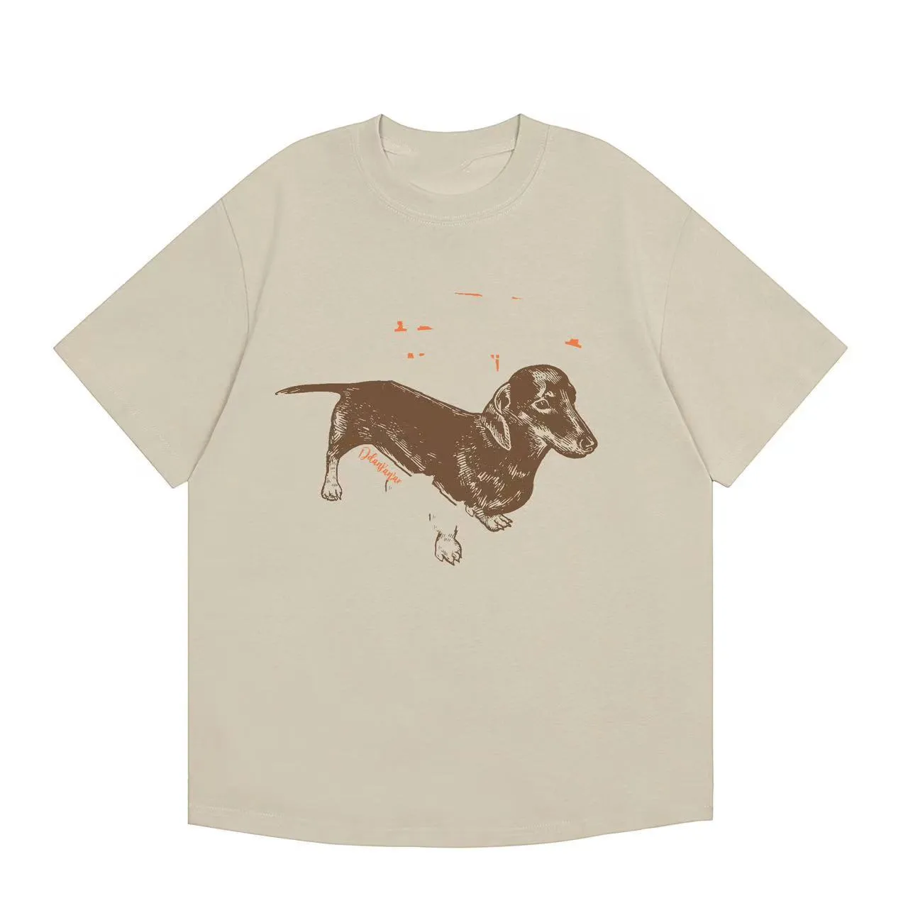 Modna marka Dachshund Print T-shirts Kobiety okrągły list z drukowaną koszulką z krótkim rękawem