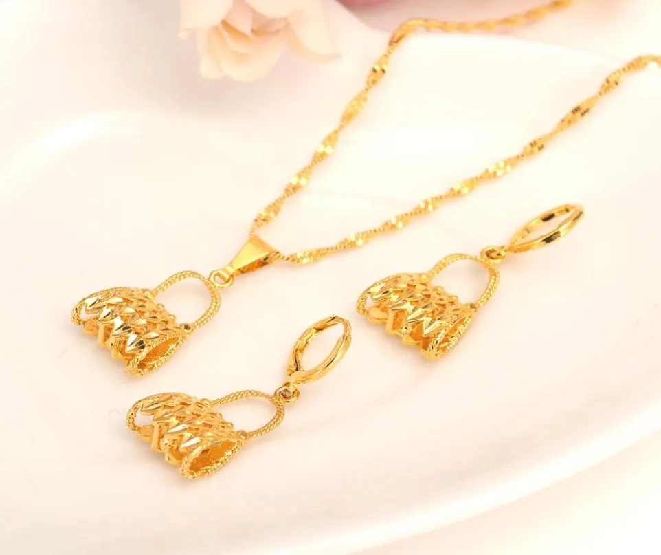 24 K gul fin guldfylld png hänge halsband kvinnor papua Nya Guinea Bilum smycken örhängen afrikanska kvinnor flickor gåva2005395