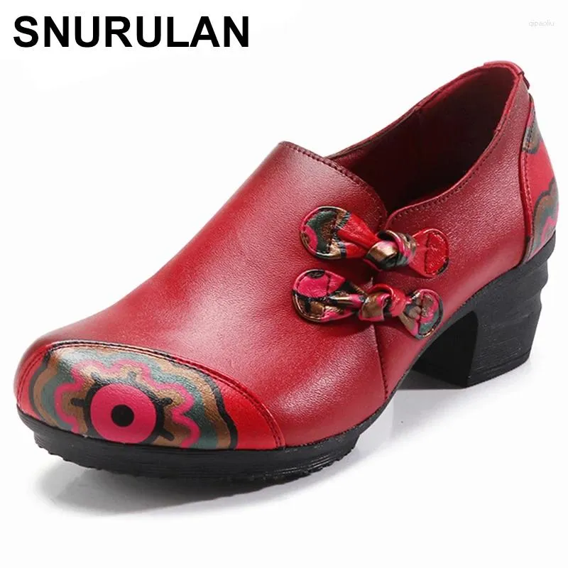 Casual Shoes SNURULAN 2024 Women Flats Old Mother Female Loafers Cow Genuine Leather Floral Flower Zipper Vintage 35-41 E703