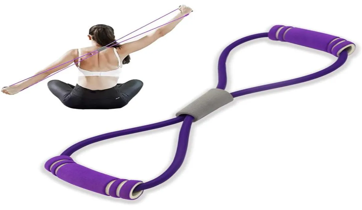 Draagbare lichaam beeldhouwen slanke yoga -weerstandsbanden 8 woord borst expander trek touw workout spier fitness rubber elastisch elastisch ban5633439