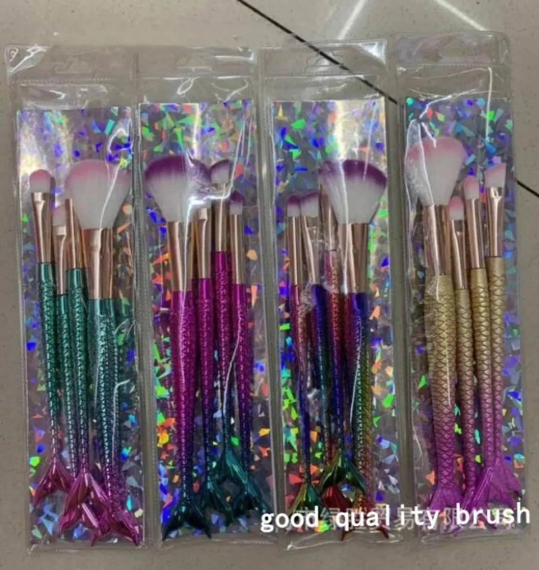 Makeup Brushes 4pcs Set Gradient Couleur Fish Scale Tail Contourage de Brosse à paupières Brosse de beauté Comestic8569010