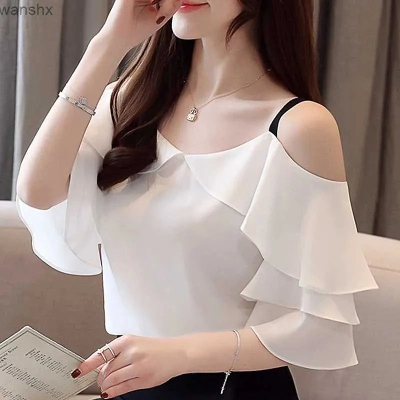 Women's Blouses Shirts Home>Fashion>Womens Shirt>Shoulder Top>White Chiffon Top>Womens ShirtL2405