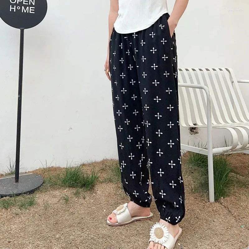 Spodnie damskie letnia piżama pajama luźne swobodne antykwiito kropka kropka klimatyzacyjna spodnie harajuku sleep odzież domową