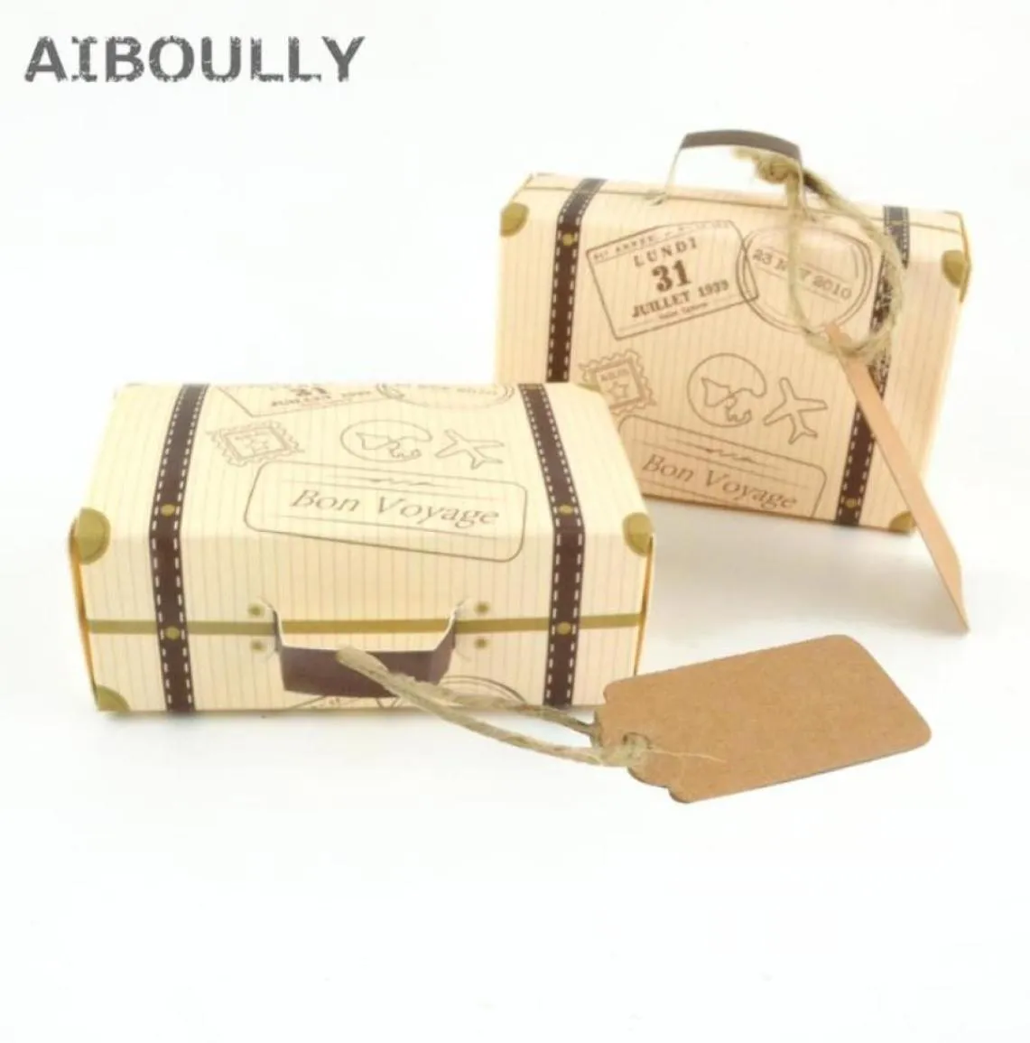 Gift Wrap 100pcs Creative Mini Suitcase Candy Box Carton Card Packaging Wedding Birthday Party Favors With Tag2087514