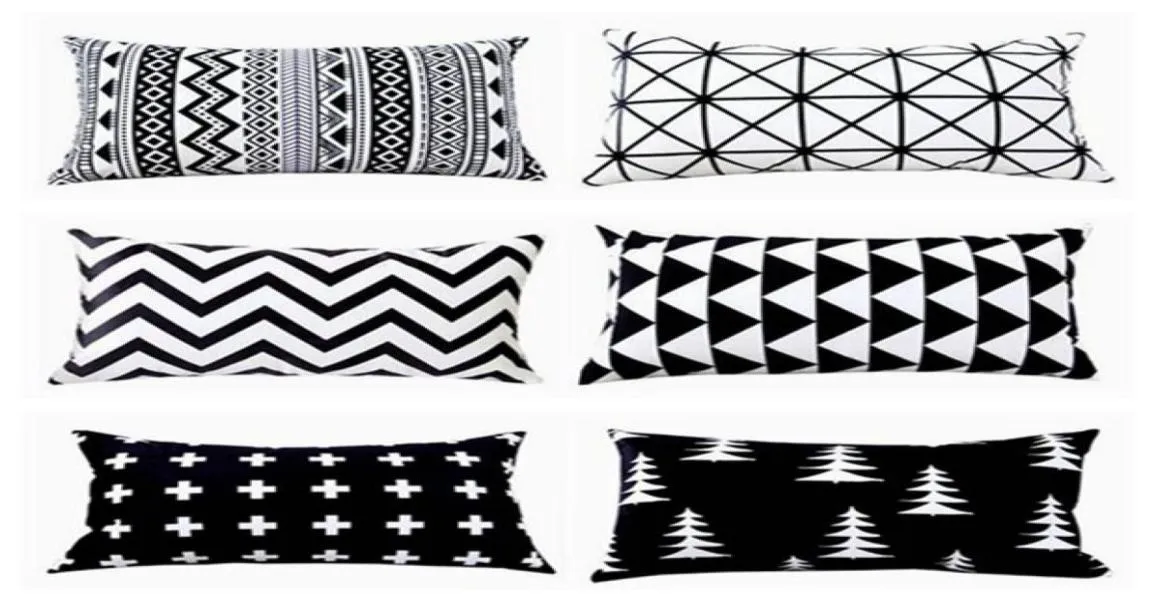 Black and White Rectangular Funda Cojin Cover Géométrique moderne Cover Boho Sofa Chaise Throw Case8970617