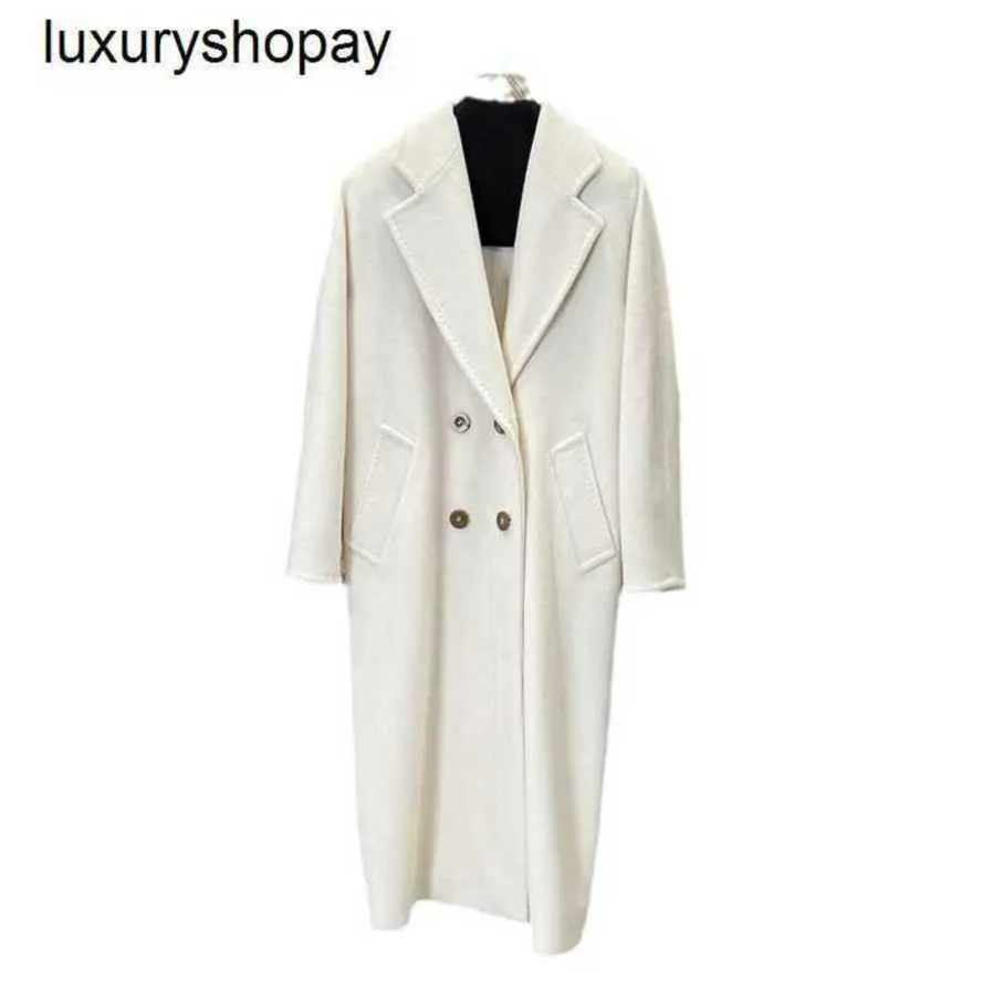 Top Maxmaras Cashmere Coat 101801 dames jassen Winer Max Silhouet Double Breasted Wollen met lange mouwen elegant temperament an