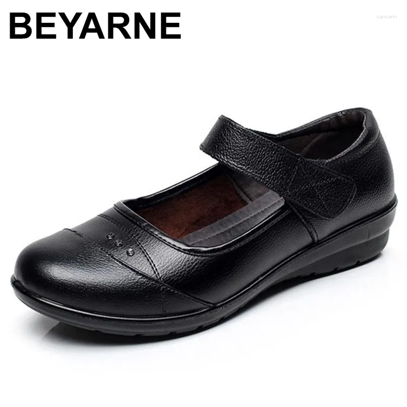 Casual Shoes Leather Women Mary Jane Ankle Strap Round Toe Slip On Breathable Comfortable Office Career Party Work Dress