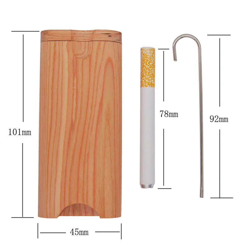 Smoke Shop Wood Case One Hitter Smoking Pipe Handmade Wood Dugout with Pipes Cigarette Filters Wooden Box