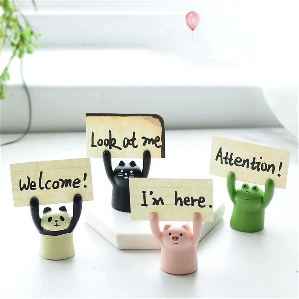 Śliczna kreskówka Pig Panda Cat Frog Shape Po Stand Memo Clip Card Uchwyt Komunikat Note Office Szkoła