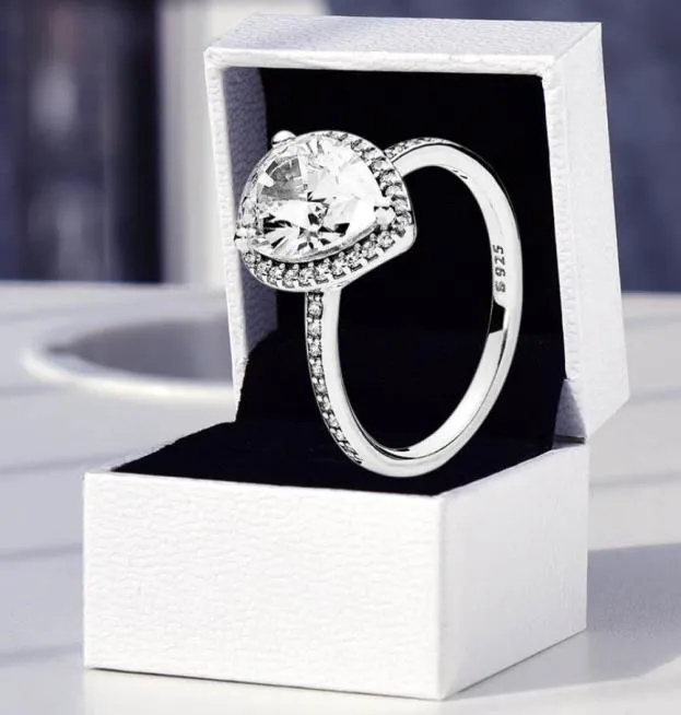 Anello di lacrima scintillante Halo Ring Autentic Sterling Silver Wedding Designer Gioielli per donne Set di scatole originali per fidanzate Gift Rings8396097
