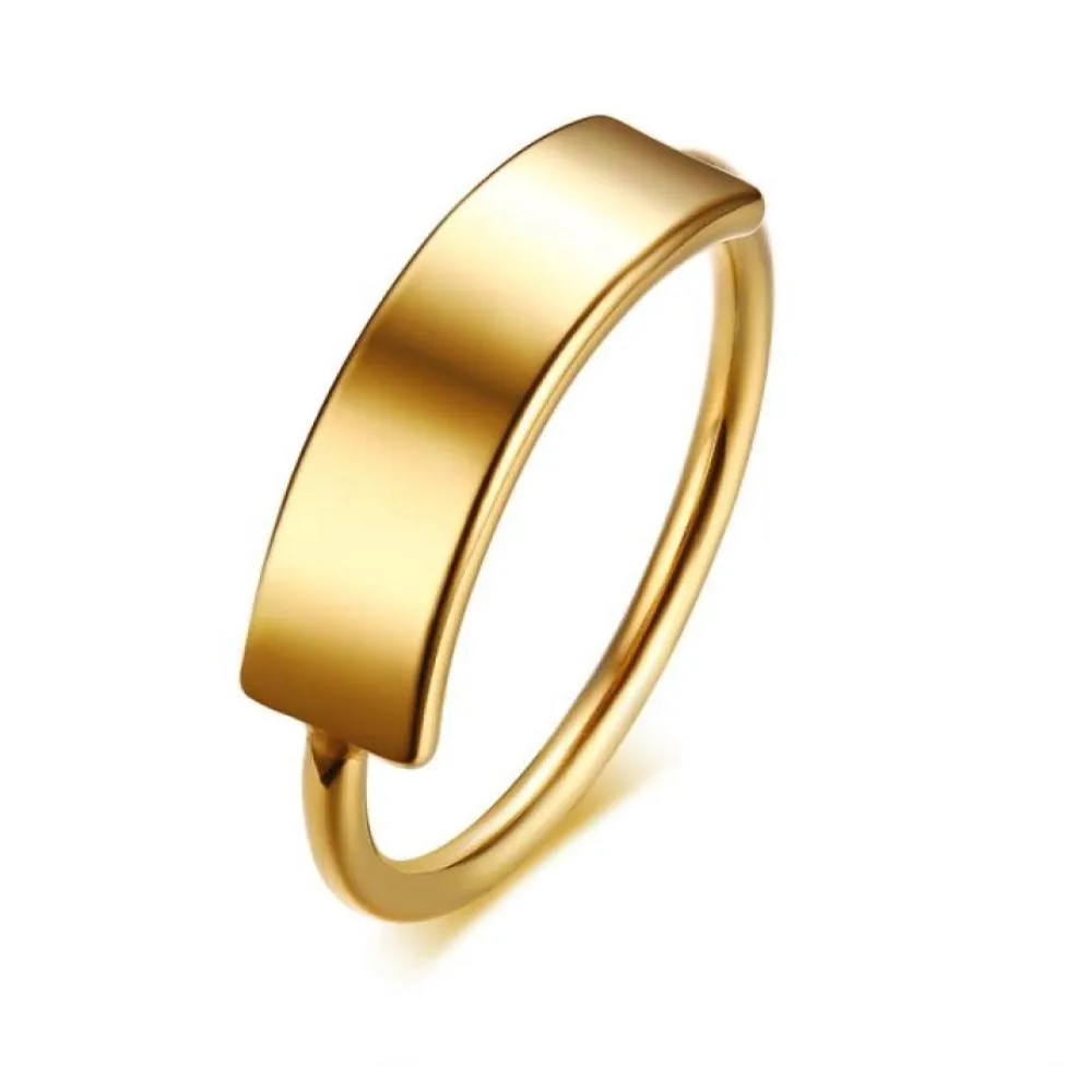 Sierlijke gepersonaliseerde goud gebogen bar ring stapel ring aangepaste naam gravure877706321814541