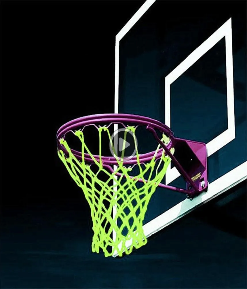 Nieuw gloeiend licht schieten Training Fluoresnt Green Basketball Net Backboard Rim Ball Mesh Nylon Standard Basketball Hoop Net1145466