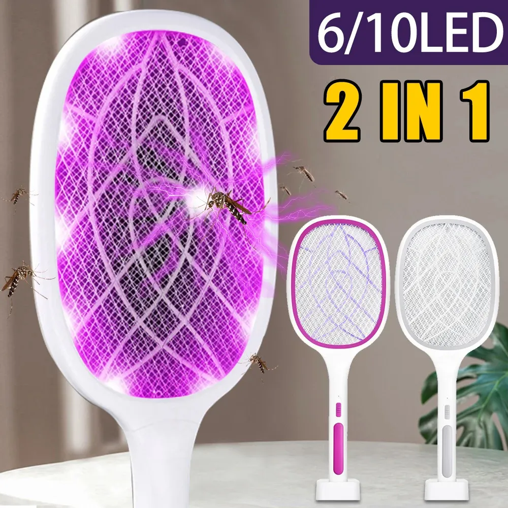 3000V Vlish à mouches Swatter Killer Fly Zapper Racket avec lampe UV RECHARGable Mosquito Trap Anti Insect Bug 240415