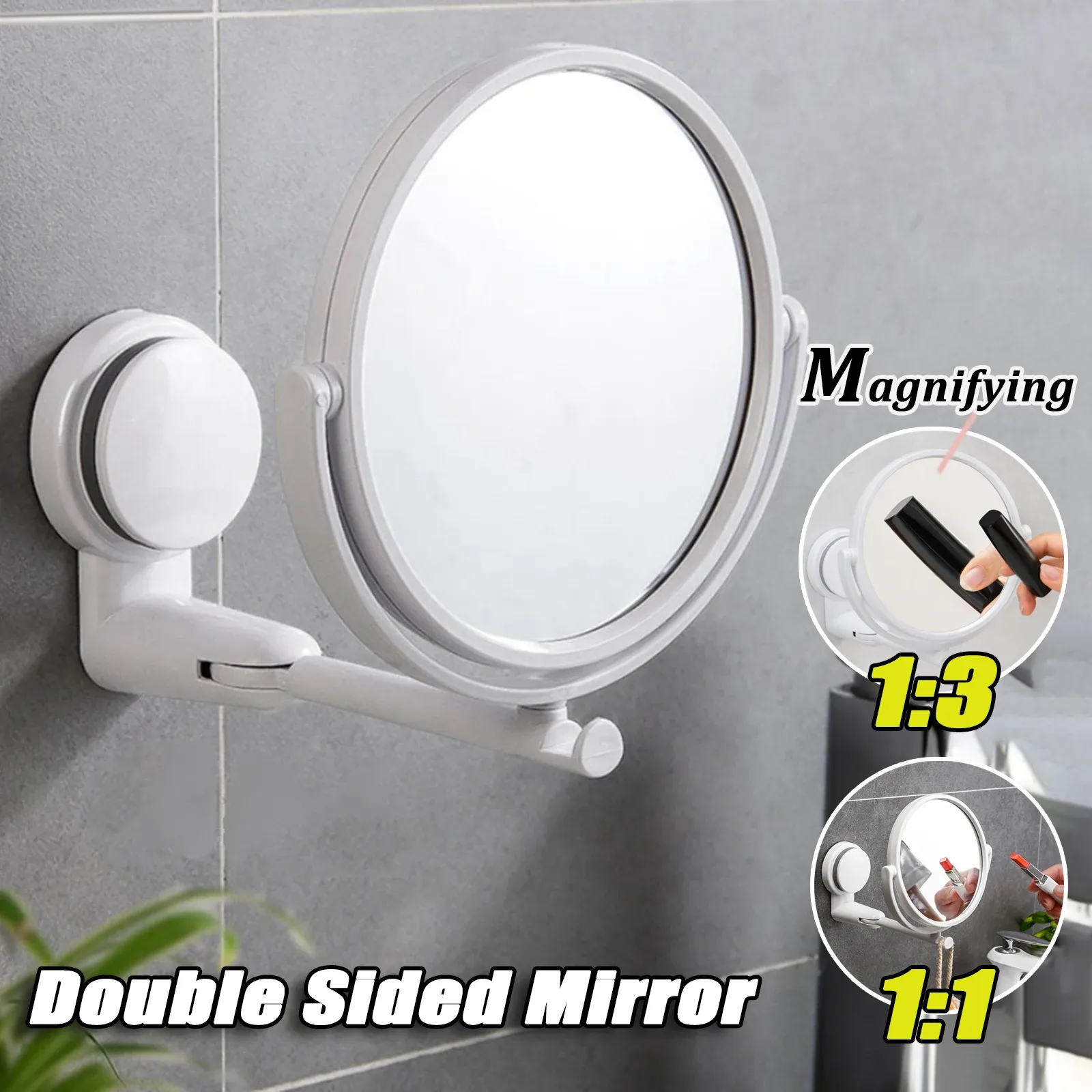 Ställ in 360 ° svängbar fällbar kosmetisk spegel ingen stans förstorande spegel badrum spegel väggmonterad rakspegel hd kosmetisk spegel