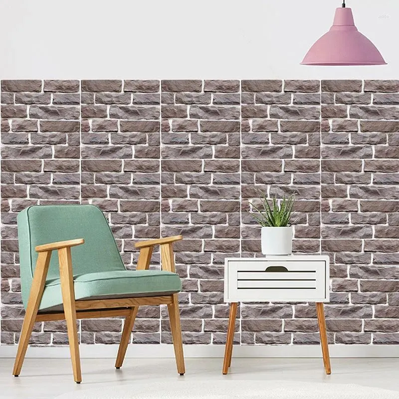 Wall Stickers 3D Tile Brick Sticker Self-adhesive PVC DIY Wallpaper Home Decal For Living Room Kitchen TV Backdrop