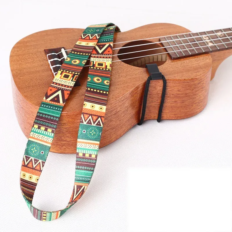 Accessoires Gitarrengurt Ethnisches Muster Hawaii Style Ukulele -Gurt Verstellbarer Nylon -Clip mit Hakengürtelschlinge Ukulele -Gitarren -Accessoires