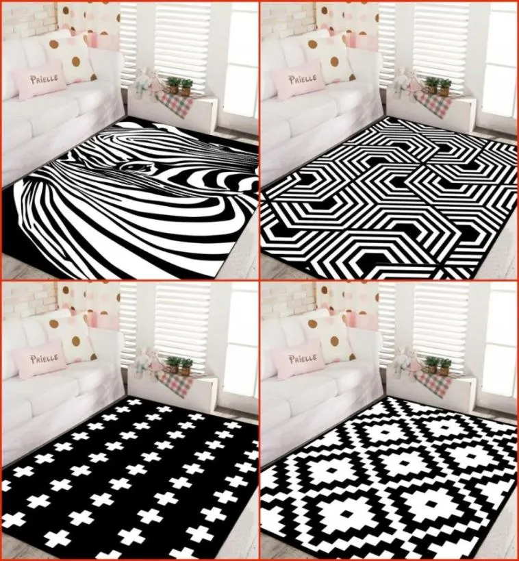 Modern stil geometrisk svartvitt nordiskt sovrum mattor vardagsrum soffa bord rektangulärt hem grå matta tapetes anpassade2374690