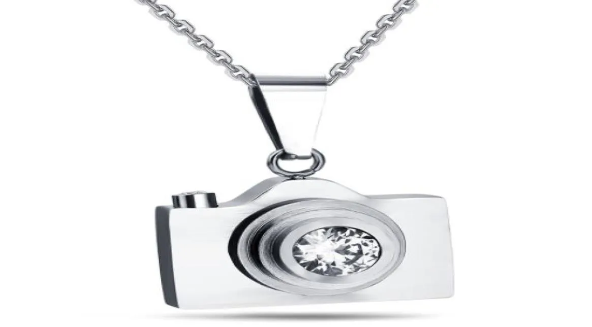 Titanium Steel Camera Necklace Retro Black Blue Silver Rostfri Camera Pendant Men039S Women039S Student Jewelry7685056