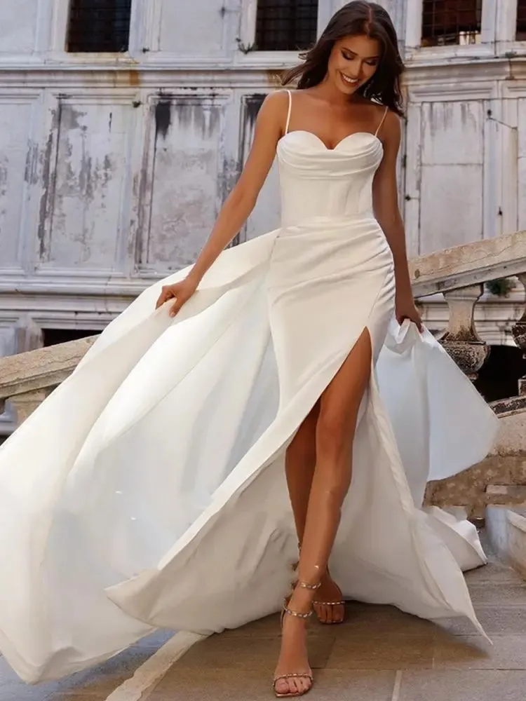 Economize muito em Vestido De Casamento De Laço De Sereia Com Alças De  Espaguete Vestidos De Noiva Ao Estilo De Sereia: Elegante Vestido De Noiva  De