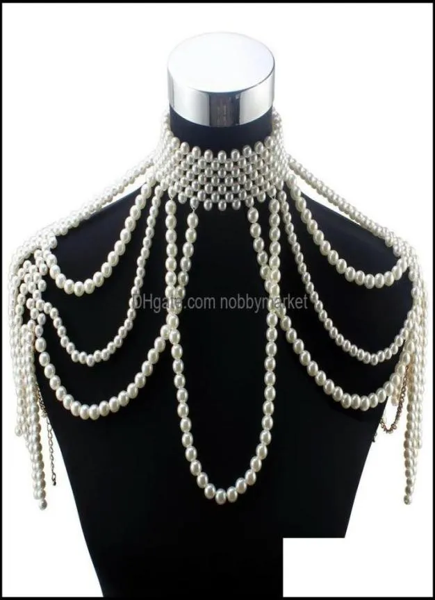 Collane a ciondolo ciondoli gioielli con perline lunghe fsy cotch di perla simulato per perle da donna Dichiarazione di girocollo costume 210323 DR2138859
