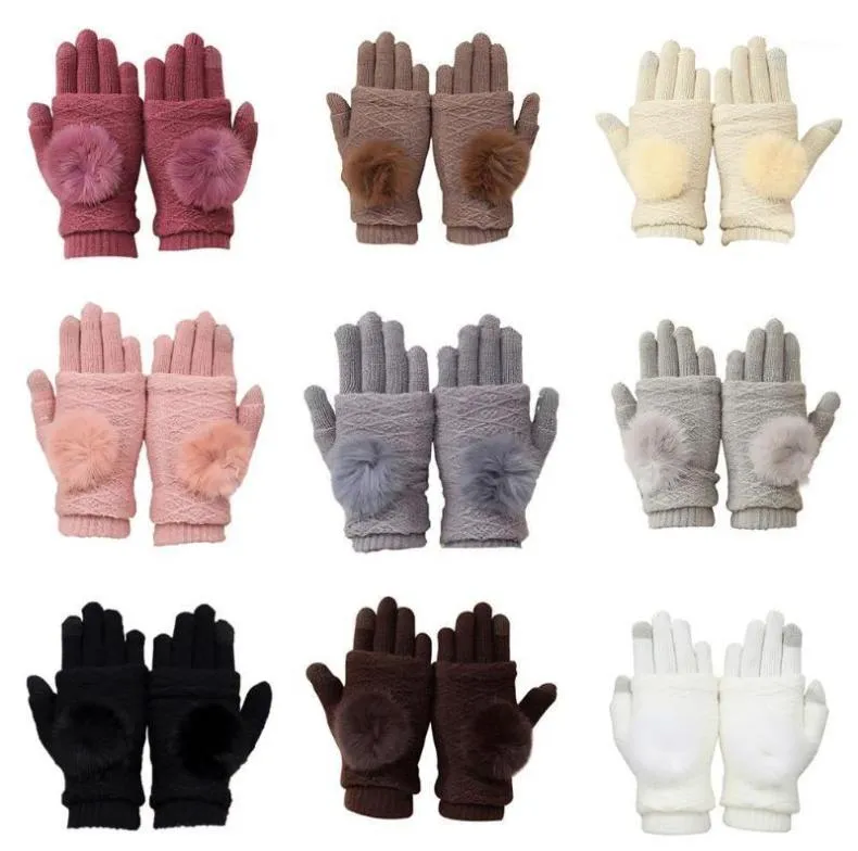Five Fingers Gloves Fashion Female Winter Touch Screen Women Warm Leather Full Finger Stretch Thick Women19989336