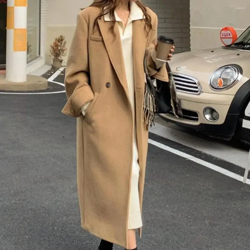 Casual Dresses Thicken Warm Loose Sweater Dress Women Autumn Winter Lapel Full Sleeve Solid Long Knitted Female Vestidos