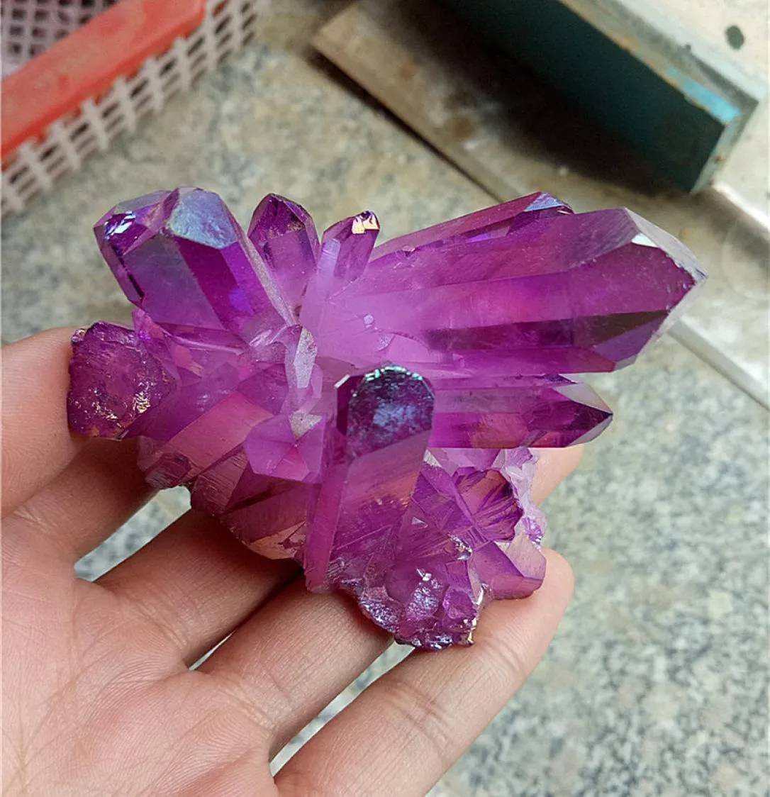 120 G Cluster Crystal Cluster Purple Aura Angel Quartz Cluster Cluster Reiki Crystals de guérison 9655041