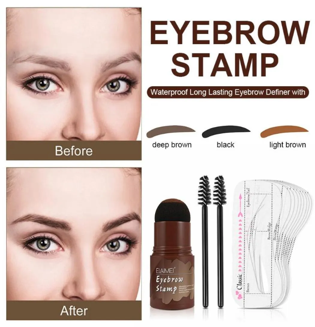 Eyebrow Tools Stencils Stamp Shaping Kit Waterproof Long Lasting Definer With Brush Brow Hairline Shadow Powder Stick Fast Deliv2934417