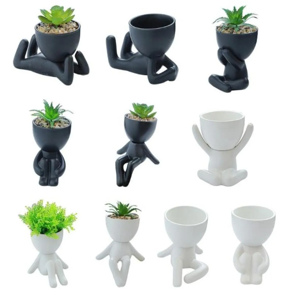 Plans de jardinières Cartoon Cartoon Humanoïde succulent planter Plante en céramique Pot pour la décoration de bureau bouteilles de fleurs de fleur Home Office Garde9219805