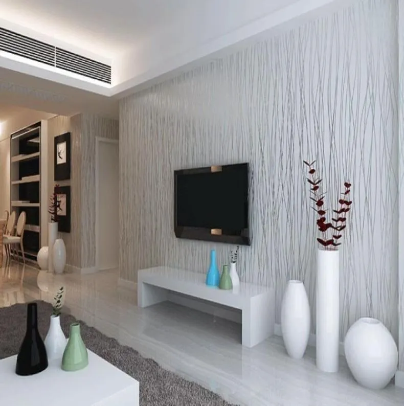 Wholenononwoven Fashion Finbocking Listras verticais papel de parede para sala de estar Sofá Bordal Paredes Home Wallpaper 3D Gray 2931083