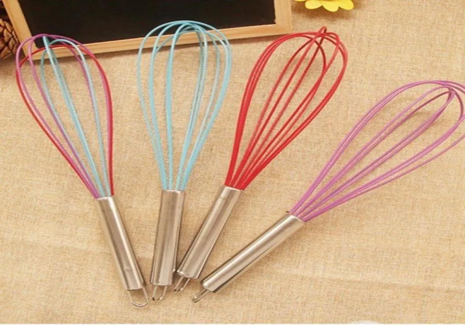 Creative Kitchen Tool Wire Whisk Mixer Mixer Bater Egg Colorful Silicone Egg Belty Holding de aço inoxidável5561771