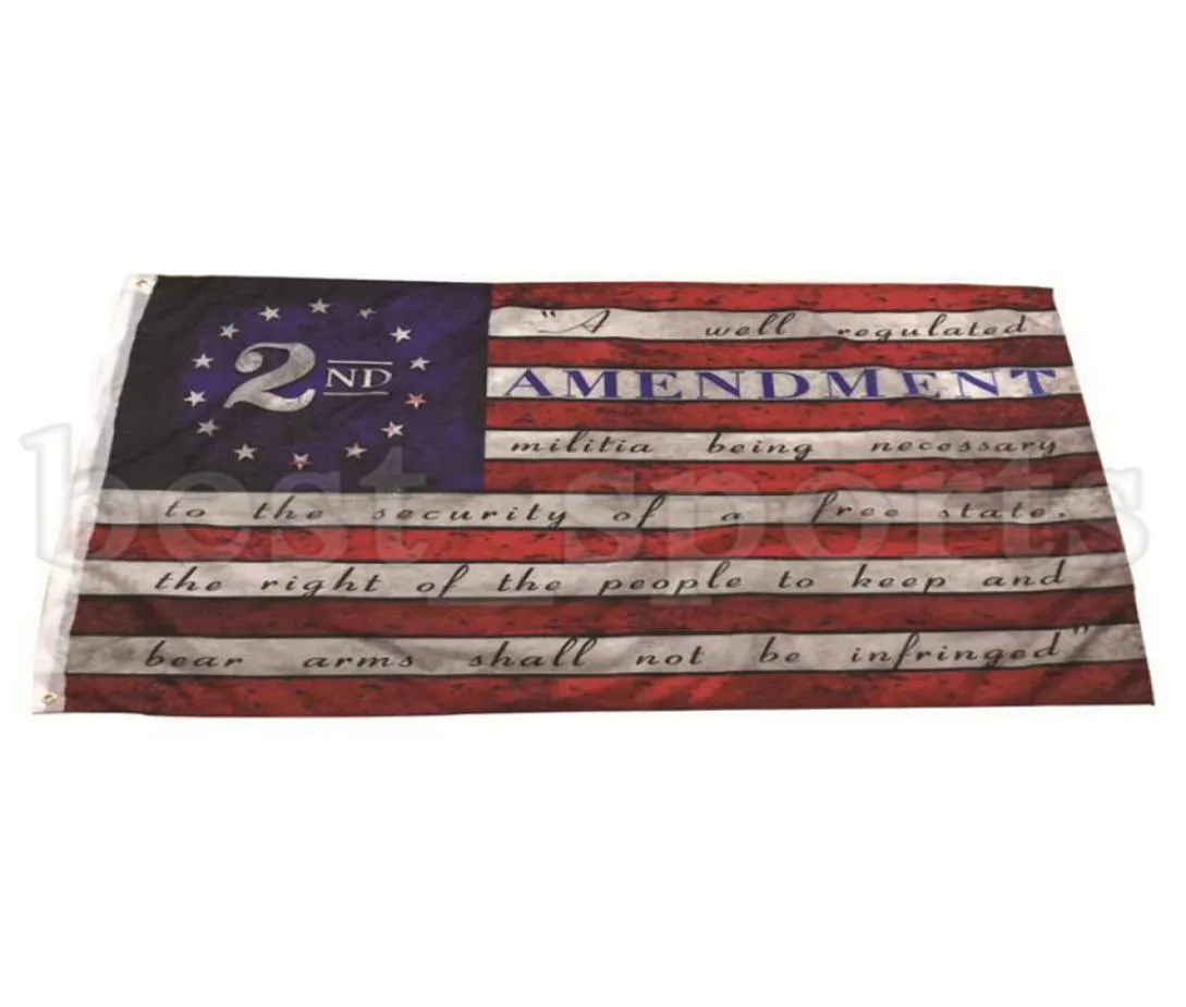 2e amendement Vintage American Flag Outdoor Banner Flag 90cm150cm Polyester USA College Basketball Flags Cyz32136030655