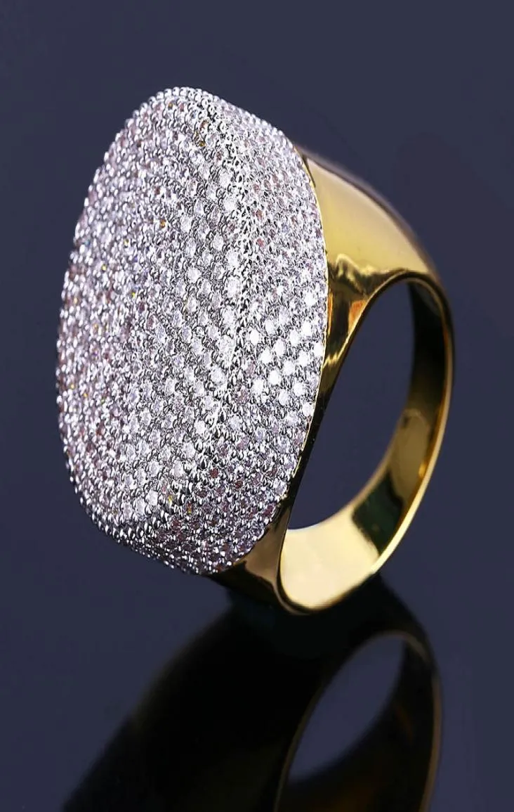 Mens Hip Hop Gold Ring Jewelry Fashion Iced Out High Quality Gemstone Simulation Diamond Rings for Men9069736