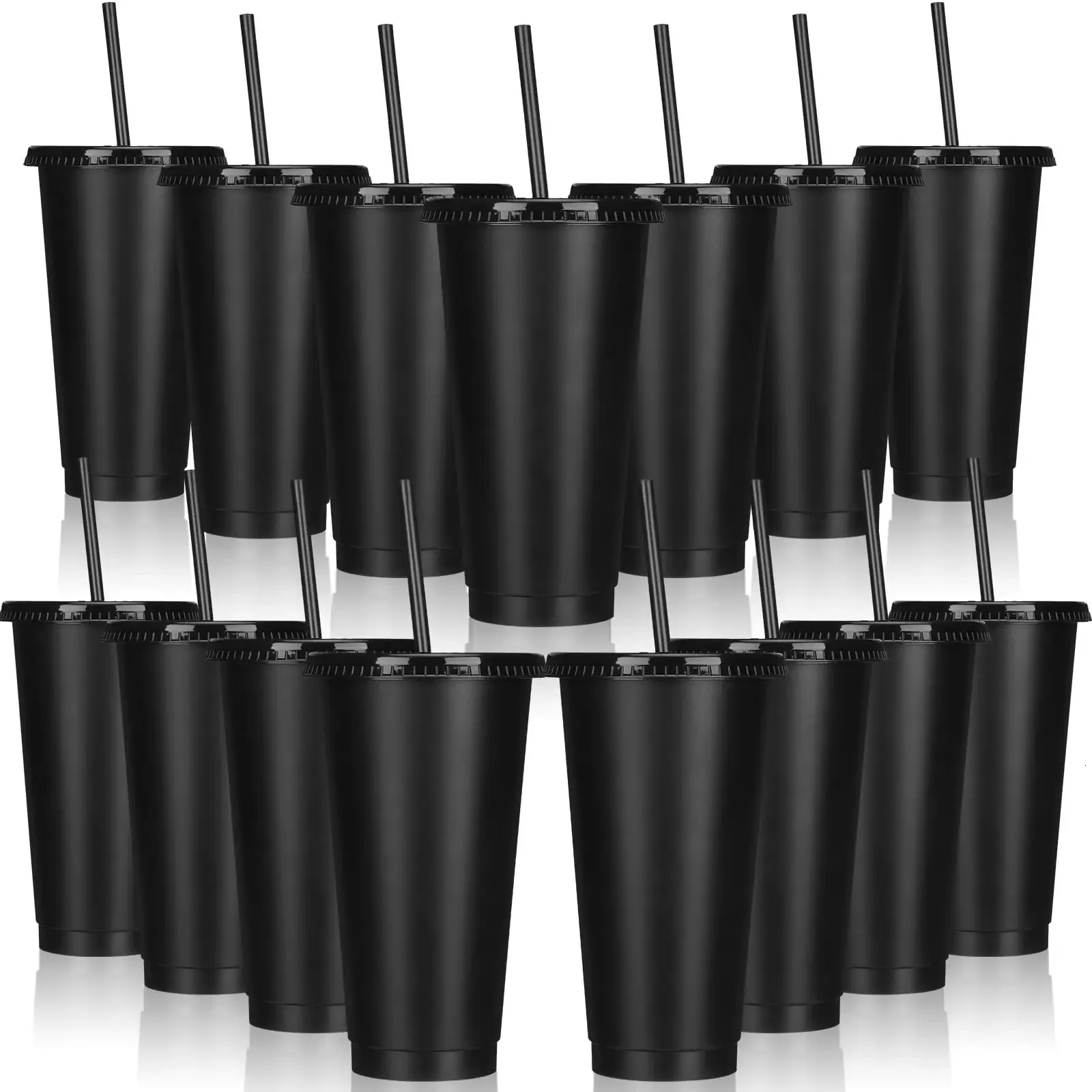 5pcs gobelet avec couvercle de paille 1624 oz réutilisables tasses en plastique bouteille d'eau tasse tasse de tasse