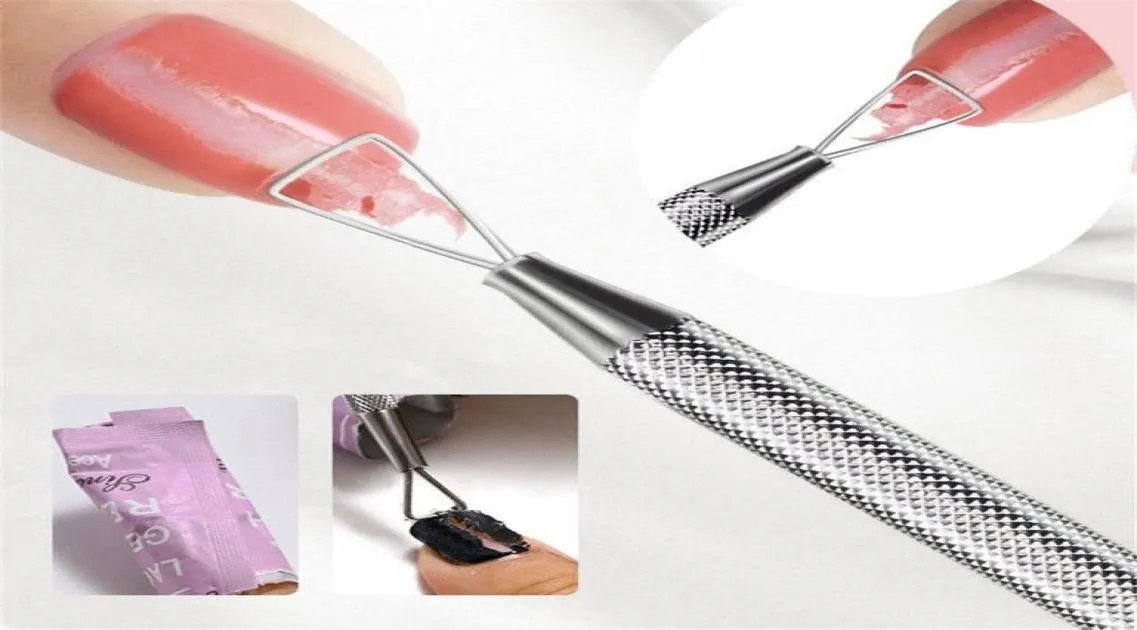 1 PCS Aço inoxidável Cutícula de unhas Pusher unhas Arte UV Removedor de gel Manicure Pedicure Caros Cuticle Pushers Tools2241874