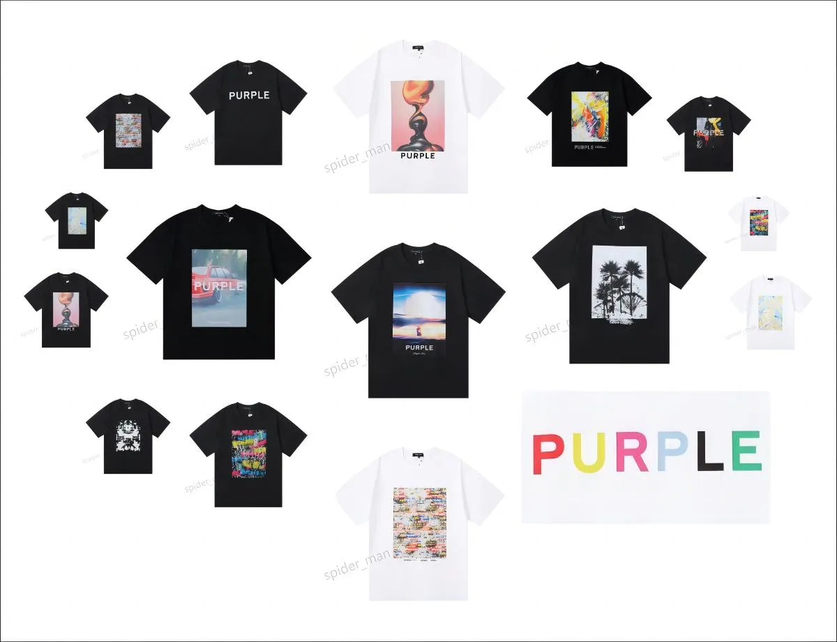 T-shirt designer di uomini viola American High Street Fashion Brand Brand Purple Classic Casual Casual Cotton Short Short Short Shirt uomini e donne