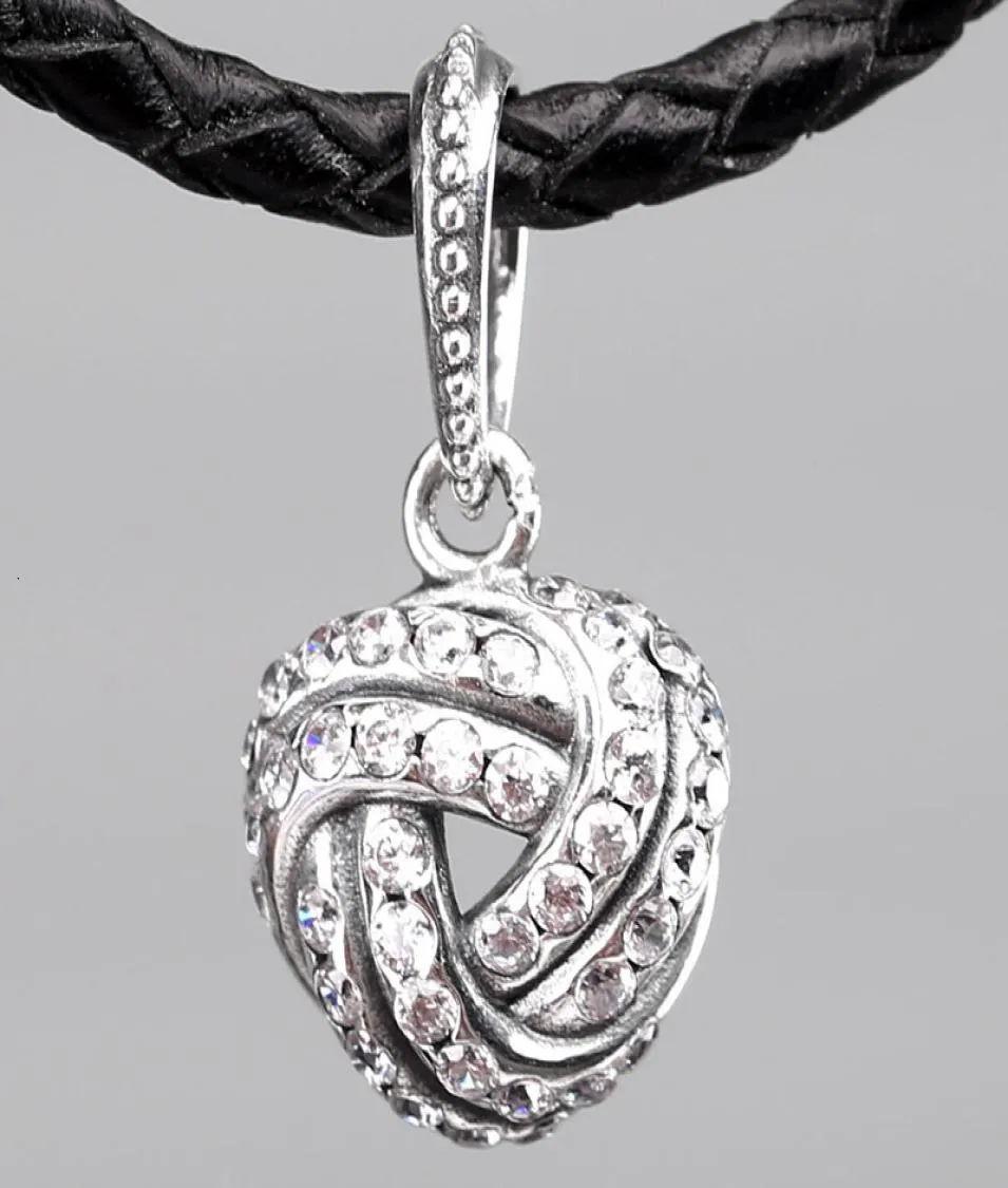 Originele sprankelende liefdesknoop met kristalhanger kralen passen 925 Sterling Silver Bead Charm Brand Bracelet Bangle Diy Jewelry6660549