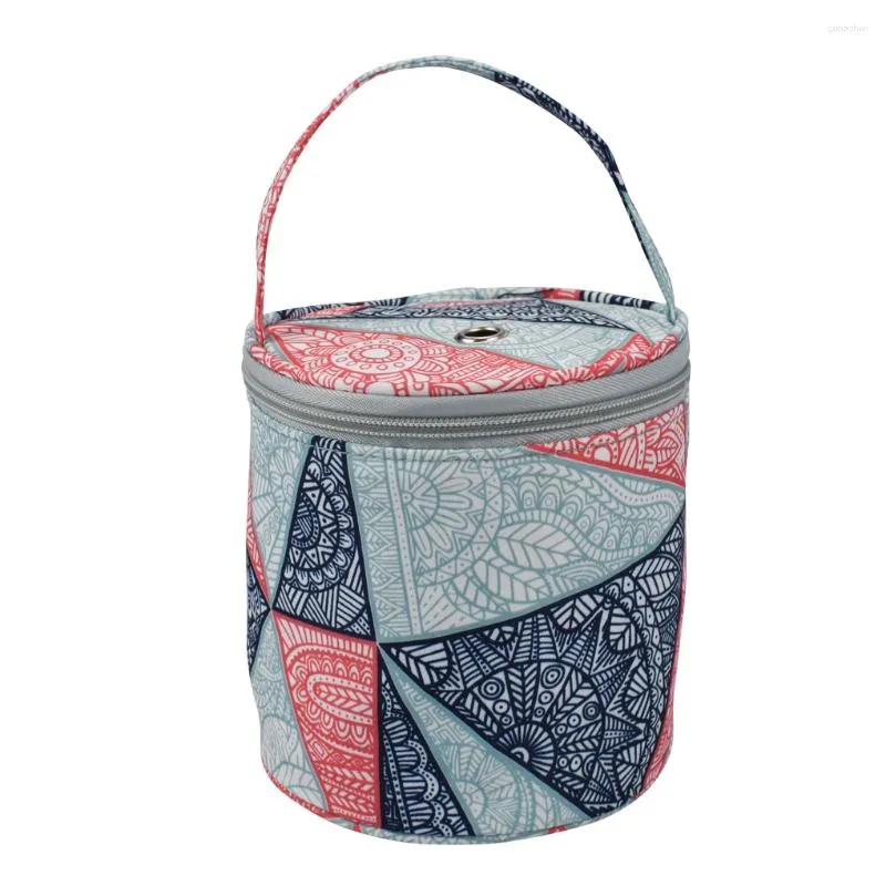 Förvaringspåsar Knittande garn Rund virkningspåse Tote Organiser Diy Craft Woolen Basket Sy Accessoarer - Mönster 2