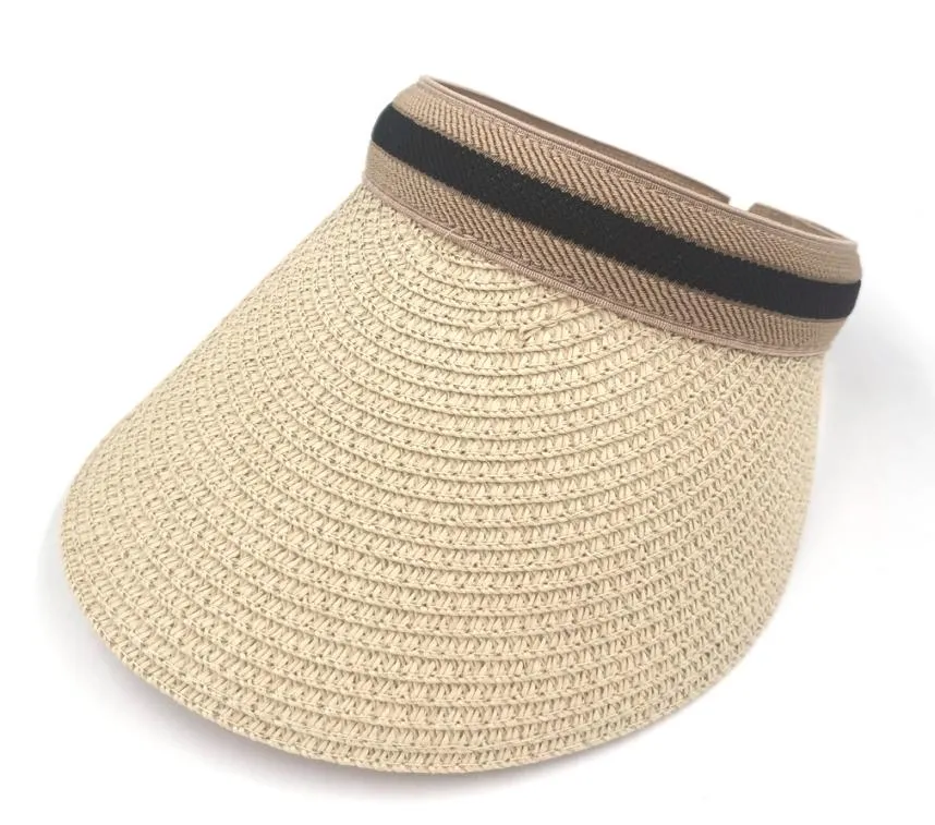 Fashion Summer Femmes Paille Visor Visor Visor Beach Sun Hat UV Protection largeur ROIN OUTROOR CAPIL SIMPLE CAP ADRIGABLE 2609449