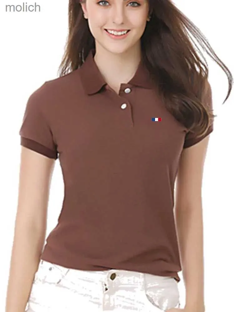 Camiseta para mujeres Alta calidad Algodón 100% puro Verano nuevo para mujeres Polos de manga corta Camiseta de solapa para mujeres