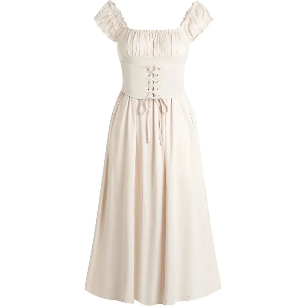 Square Neck White A Line Casual Dresses Fashion simple Long Dress 240424