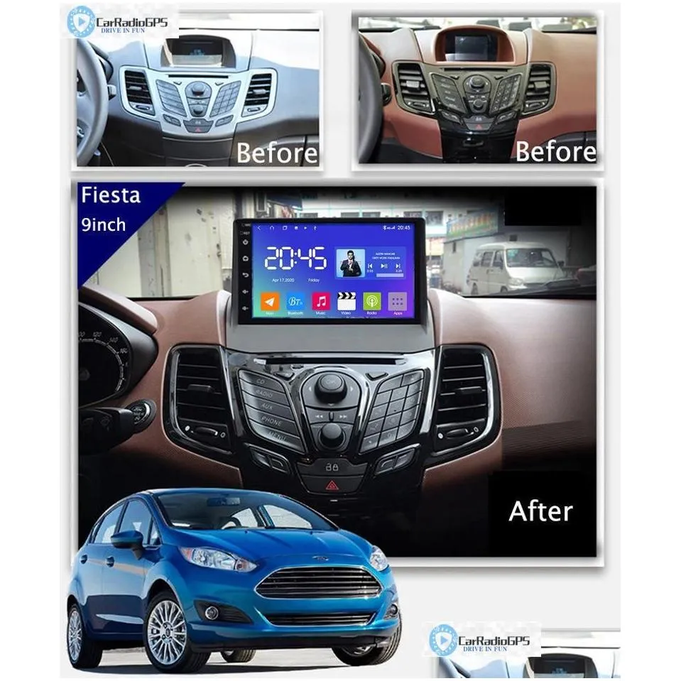 CAR DVD DVD-speler Android 10-auto met GPS voor Ford Fiesta 2009- Radiovideo Navigatie Hoofdunit Wifi OBD Drop Delivery Automobiles Mo DHFLT