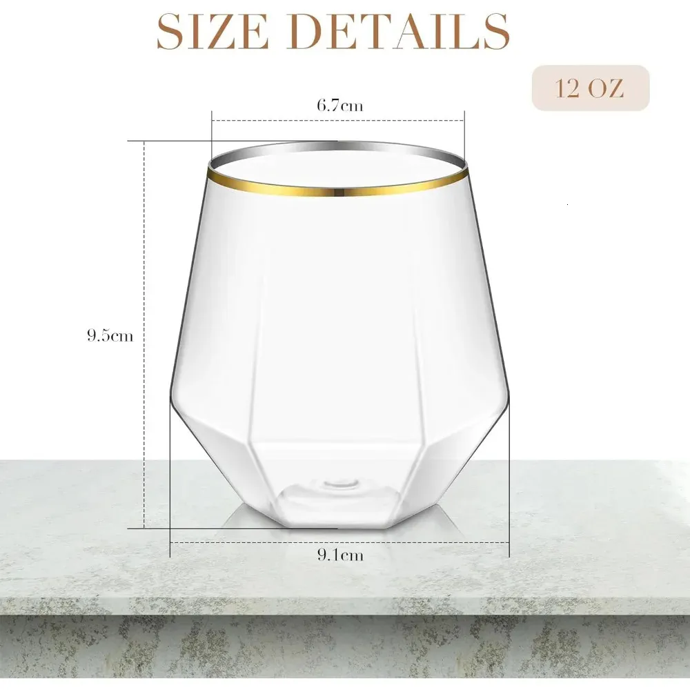 Reli. Disposable Wine Glasses (48 Pack, 12oz) Plastic Stemless Wine Glasses Disposable | Clear And Stemless For Parties, Cocktails, Whiskey, Weddings | Shatterproof - View #4