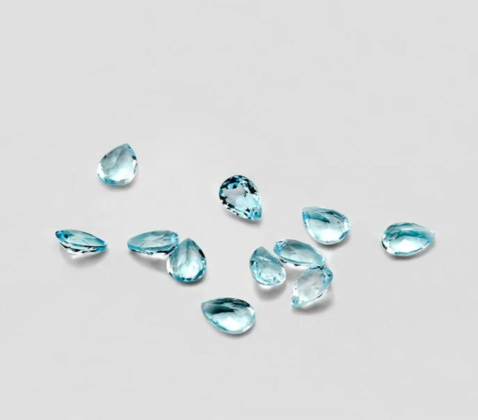 20pcs gruszka 35 mm 46 mm 57 mm Wysokiej jakości Oko przezroczyste Oko dobre dobre wycięcie 100 Natural Sky Blue Topaz Loose Brefers for Gold Silv8077054